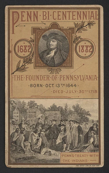 Bicentennial of the founding of Pennsylvania, 1882 (colour litho)
