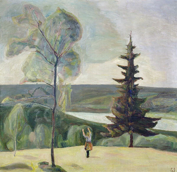 Birch and spruce, 1909 (oil on canvas)