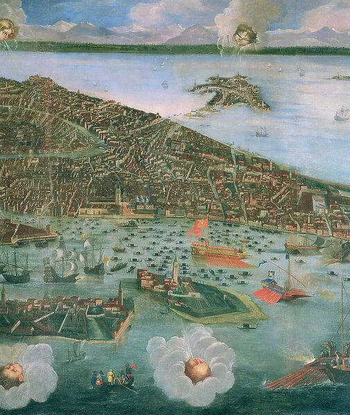 Birds Eye View of Venice (oil on canvas) (detail of 170292 and 61004)