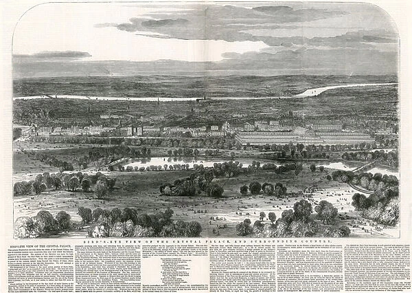 Birdseye View of the Crystal Palace and Surrounding Country, Great Exhibition, 1851 (engraving)