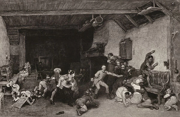 Blindman's Buff, after Wilkie, from the Picture in the National Gallery (litho)