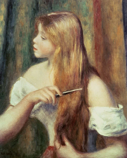 Blonde girl combing her hair, 1894