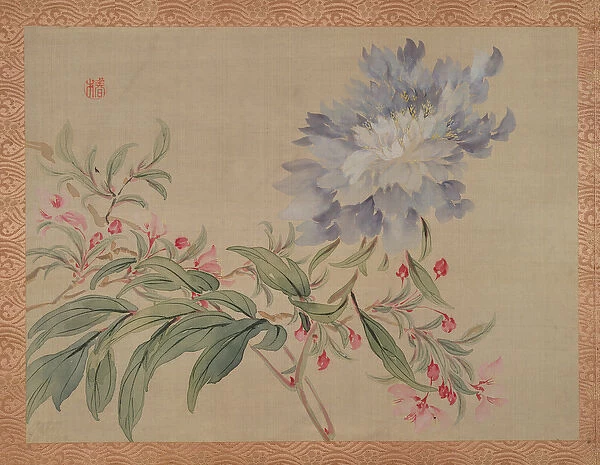 Blossom and a flower, 1851 (watercolour on silk)