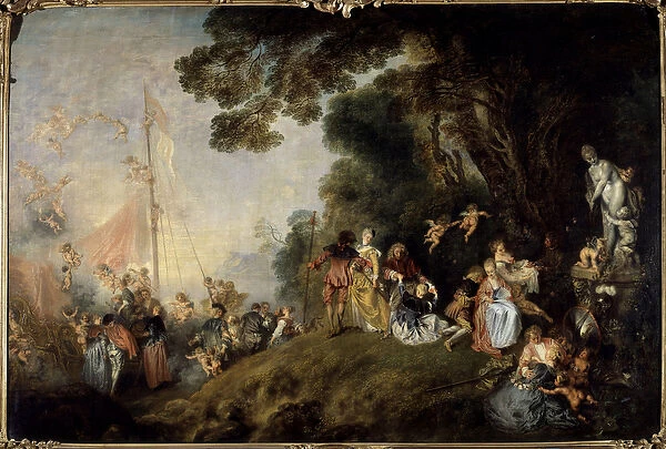 Boarding to Cythere Island. Painting by Jean Antoine Watteau (1684-1721), 1717
