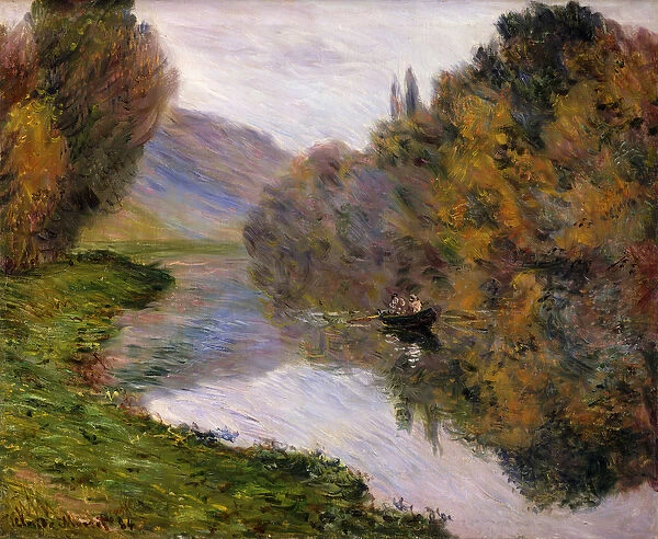 Boat on the Seine near Jeufosse, (oil on canvas)