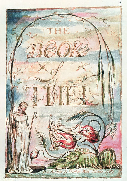 The Book of Thel; Title Page, 1789 (relief etching and w  /  c)
