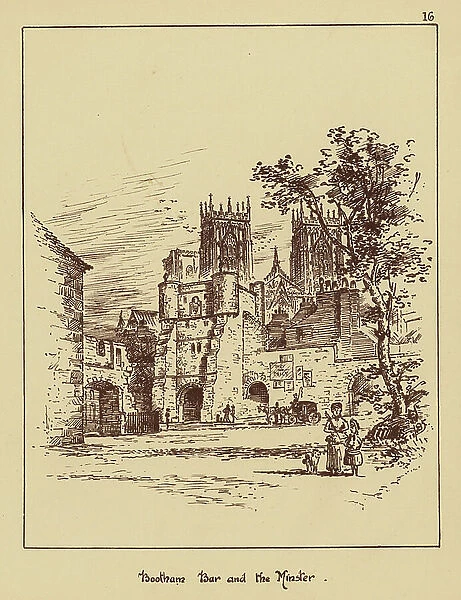 Bootham Bar and the Minster (litho)