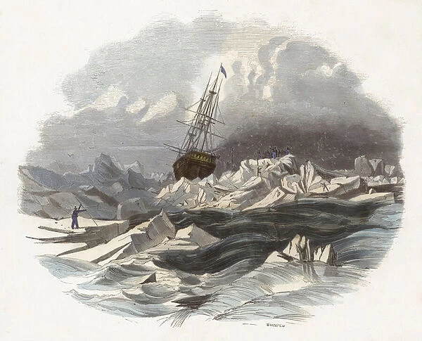 The Breaking up of Ice-Floes (coloured engraving)