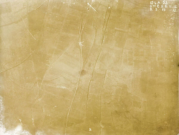 British aerial reconnaissance photographs recording the positions of trenches on the Western Front during the First World War, 1918 (photo)
