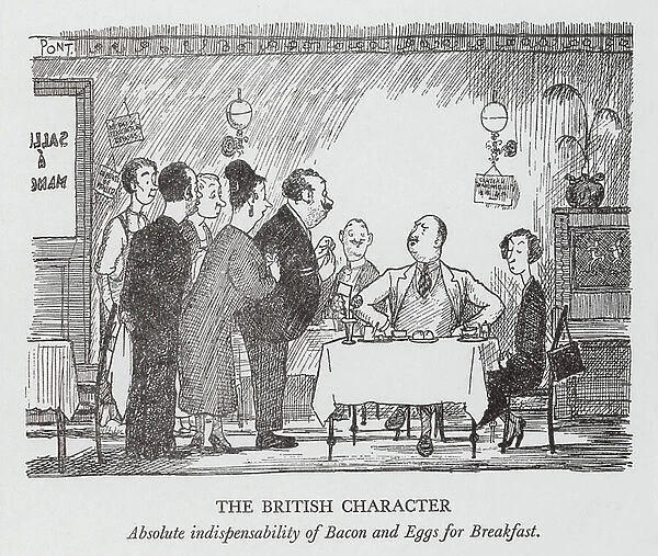The British Character, Absolute indispensability of Bacon and Eggs for Breakfast (litho)