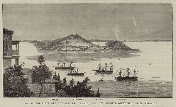 The British Fleet off the Princes Islands, Sea of Marmora, Sketched from Prinkipo (engraving)