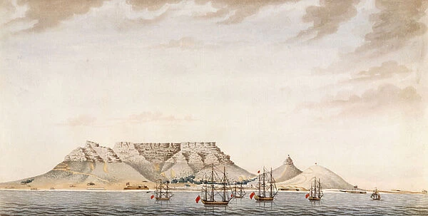 A British Fleet in Table Bay, c. 1780 (watercolour)