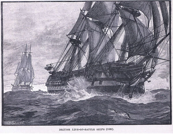 British line of battle ships AD 1836 (litho)