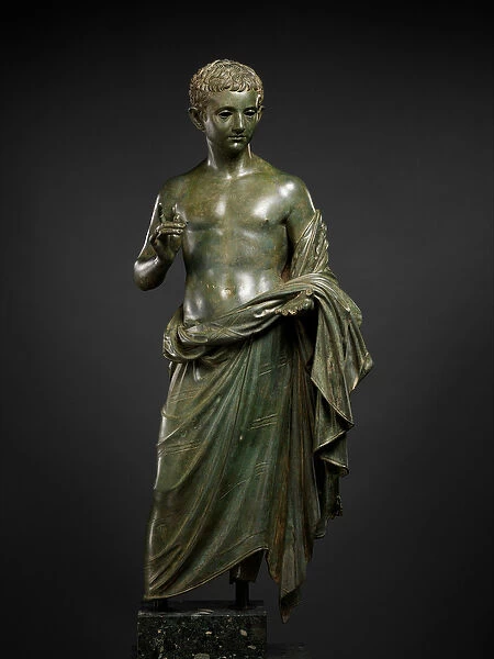 Bronze statue of an aristocratic boy, 27 BC-14 AD (bronze)
