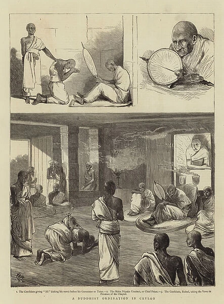 A Buddhist Ordination in Ceylon (engraving)