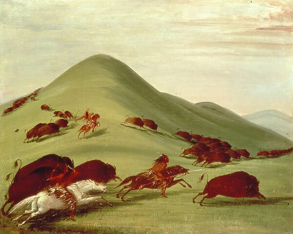 The Buffalo Hunt (oil on canvas)