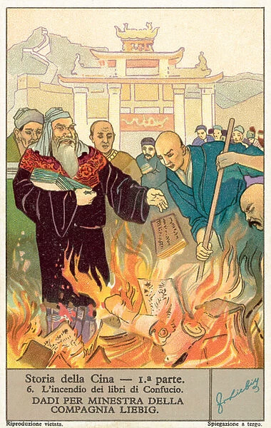 The burning of the books of Confucius (chromolitho)
