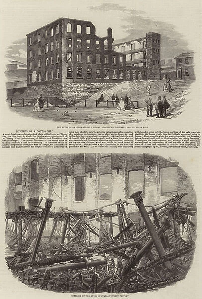 Burning of a Cotton-Mill (engraving)
