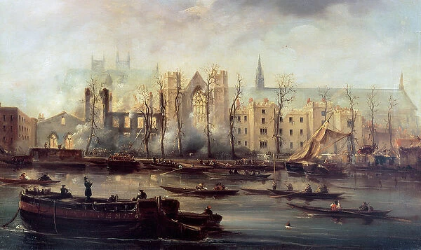The Burning of the Houses of Parliament, 16th October 1834 (oil on canvas)