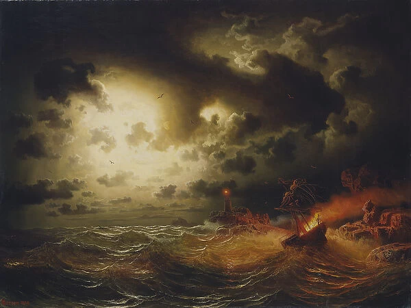 Burning Steamer, 1858 (oil on canvas)