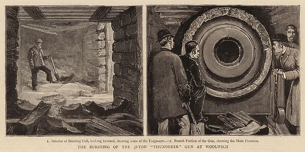 The Bursting of the 38-Ton 'Thunderer'Gun at Woolwich (engraving)