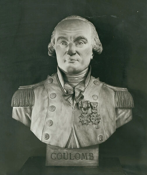 Bust of Charles de Coulomb (1736-1806) (stone) (b  /  w photo)