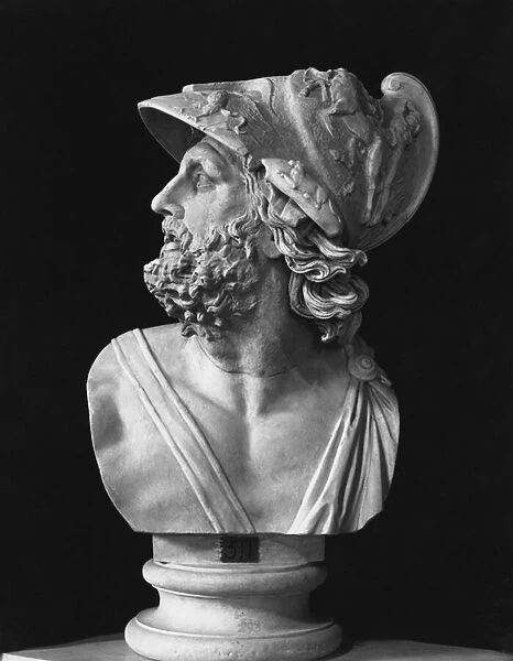 Bust of Menelaus (stone) (b  /  w photo)