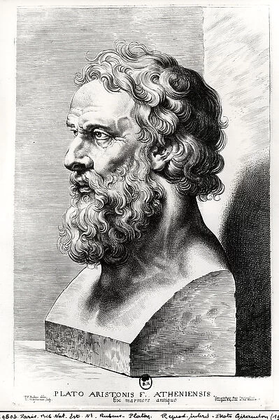 Bust of Plato (c. 427-c. 348 BC) engraved by Lucas Emil Vorsterman (1595-1675) (engraving)