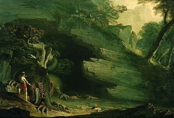 Cadmus and the Dragon (oil on canvas)