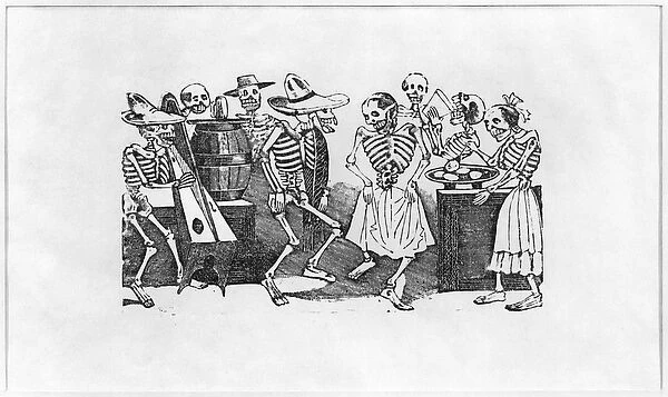 Calavera du jarabe d outretombe (Dance of Death) (engraving on lead)