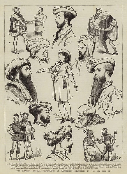 The Calvert Memorial Performance at Manchester, Characters in 'As You Like It'(engraving)