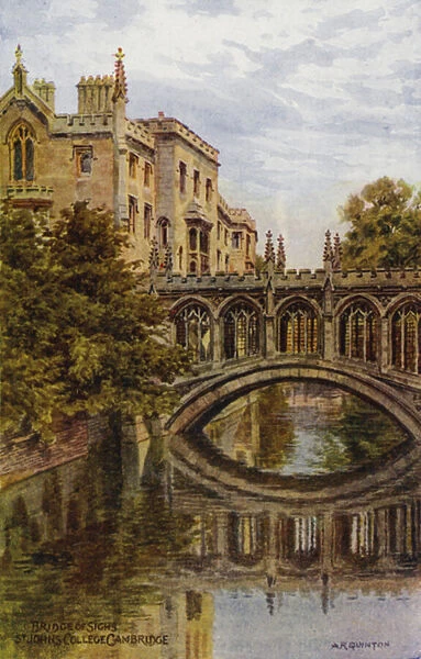 Cambridge: Bridge of Sighs, St Johns College (colour litho)