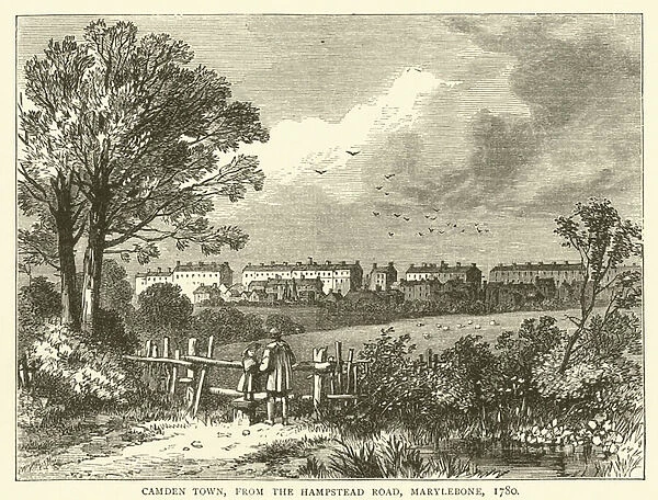 Camden Town, from the Hampstead Road, Marylebone, 1780 (engraving)