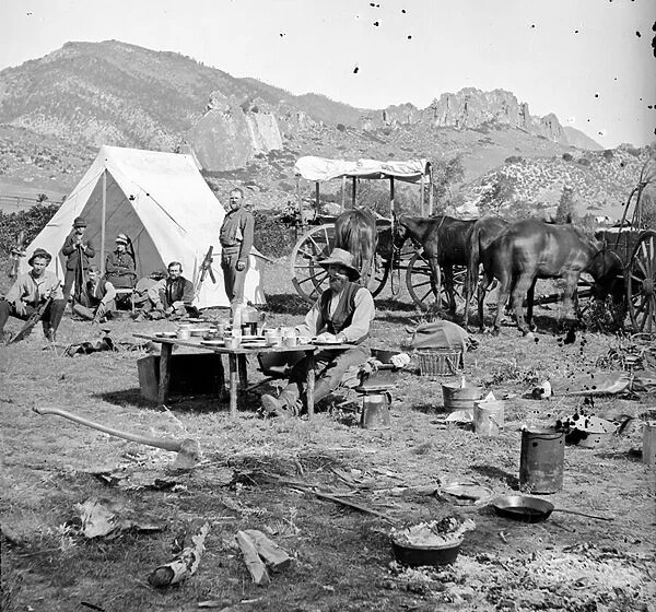 Campsites among the foothills, c. 1875-1900 (b  /  w photo)