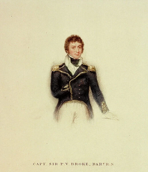 Captain P.V. Broke, Royal Navy, early 19th century (coloured engraving)