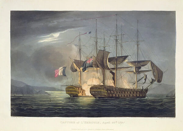 The Capture of L Hercule, 20th April 1797, engraved by Thomas Sutherland for J