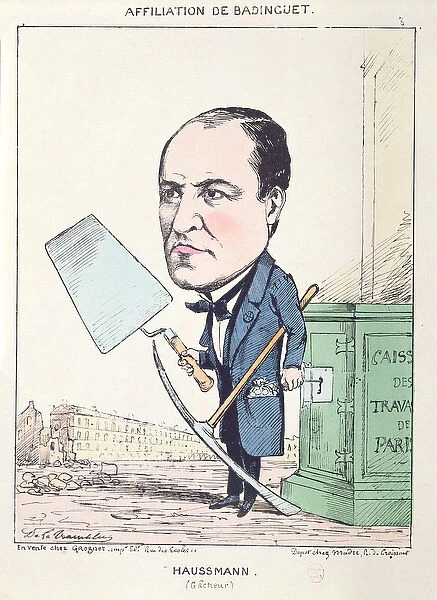 Caricature of Baron Georges Eugene Haussmann (1809-91) as a builders mate, c