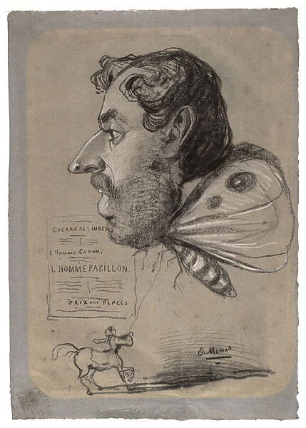 Caricature of Jules Didier ('Butterfly Man'), c