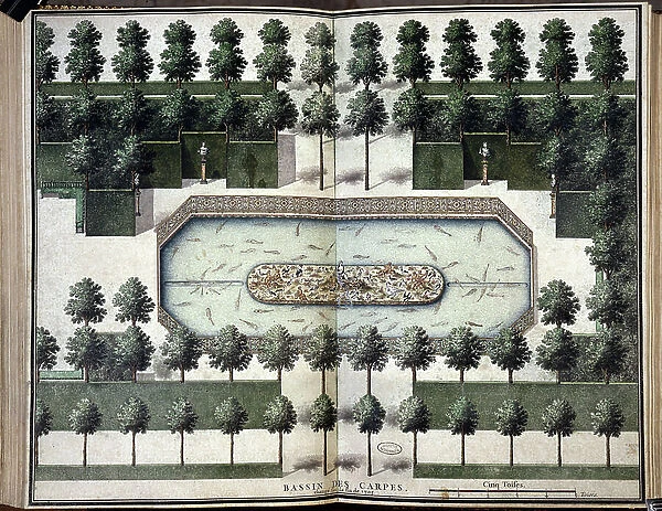 The Carp Basin. Chateau de Marly-le-Roi (78). Gouache from the King, dated 1714. National Archives