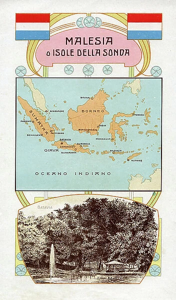 CARTOGRAPHY 'Malaysia or Sunda Islands' early 1900s (print)