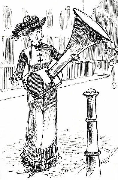 Cartoon depicting a proposed use of the Edison phonograph