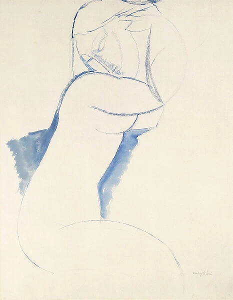 Caryatide, c. 1913 (pen and brush and blue ink wash over pencil on paper)