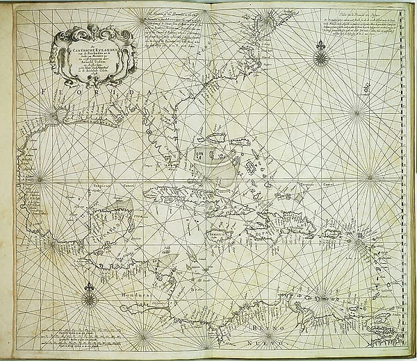 The Carybsche Eylanden of Barbados to the bend of Mexico, 1656 (engraving)