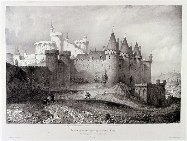 Castle of the Archbishop of Reims. Illustrated in Voyages pittoresques et romantiques (Picturesque and romantic journeys in ancient France), by Isidore Taylor, (baron Taylor) 1857