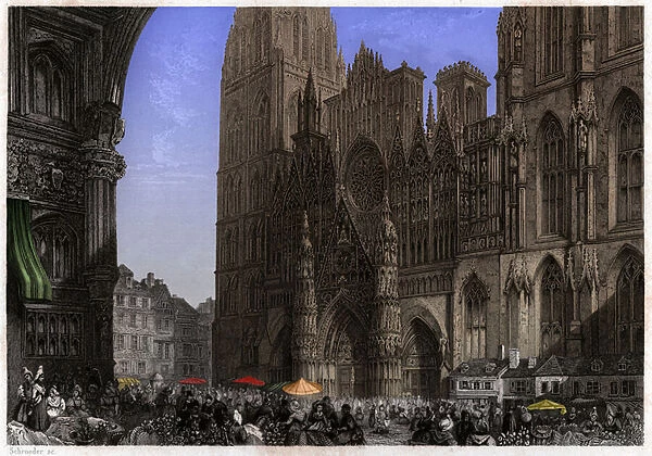 Cathedrale of Rouen. (engraving, ca. 1850)