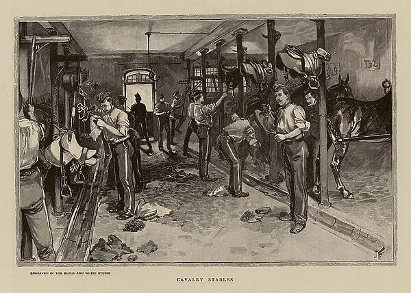 Cavalry stables, Aldershot (engraving)