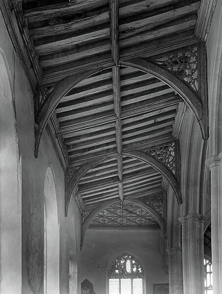 Ceiling of the Side Aisle, St Peter and St Paul's Church (b / w photo)