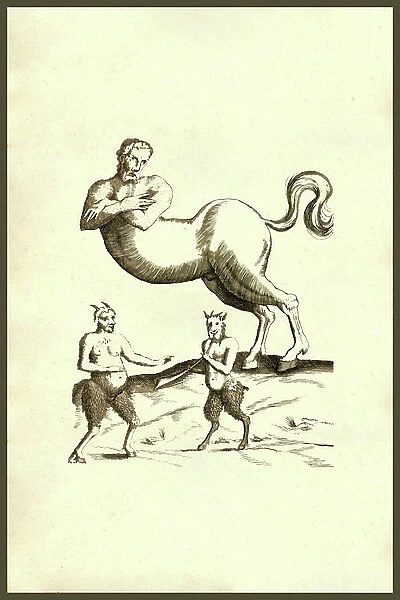Centaurs & Satyrs : Centaurs & Satyrs. From the 1642 book Monstrorum Historia by Ulisse Aldrovandi (Bologna, 1522-1605). He is considered the founder of modern Natural History., Ulisse Aldrovandi, 1642 ©Buyenlarge / UIG / Leemage