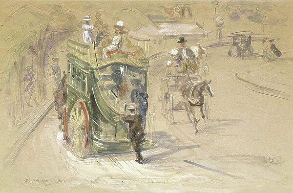 In Central Park, 1904 (watercolour, gouache and pencil on cardboard)