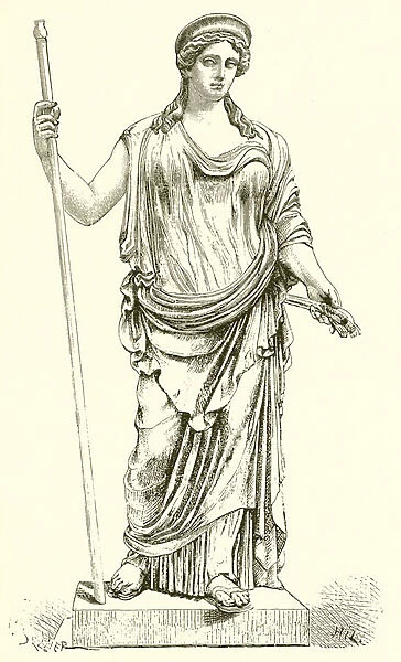 Ceres found at Ostia in 1856. (Museum of the Vatican) (engraving)